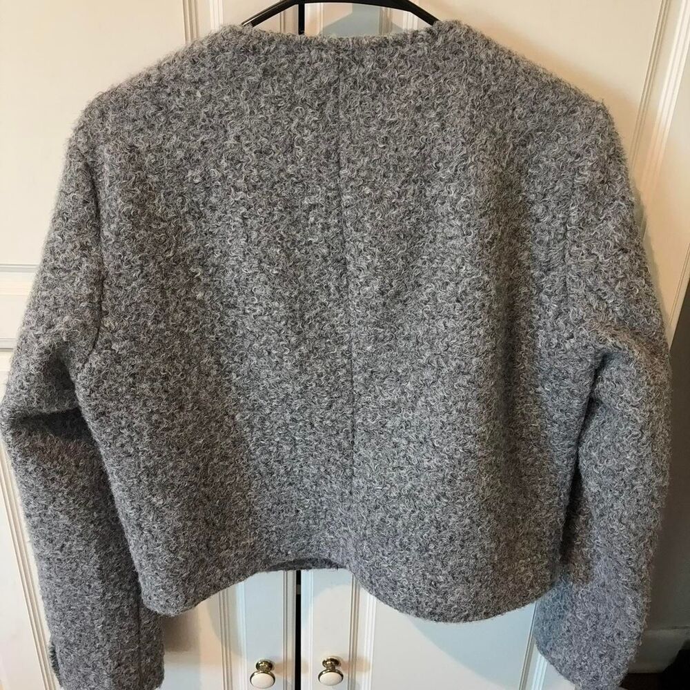 zara grey cropped jacket size m EUC - Picture 3 of 3